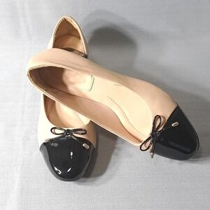 Arezzo Women's Low Block Shoes Tan & Black Slip On With Bow Tie Made in‎ Brazil
